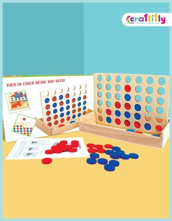 Four in a Row Wooden Board Game
